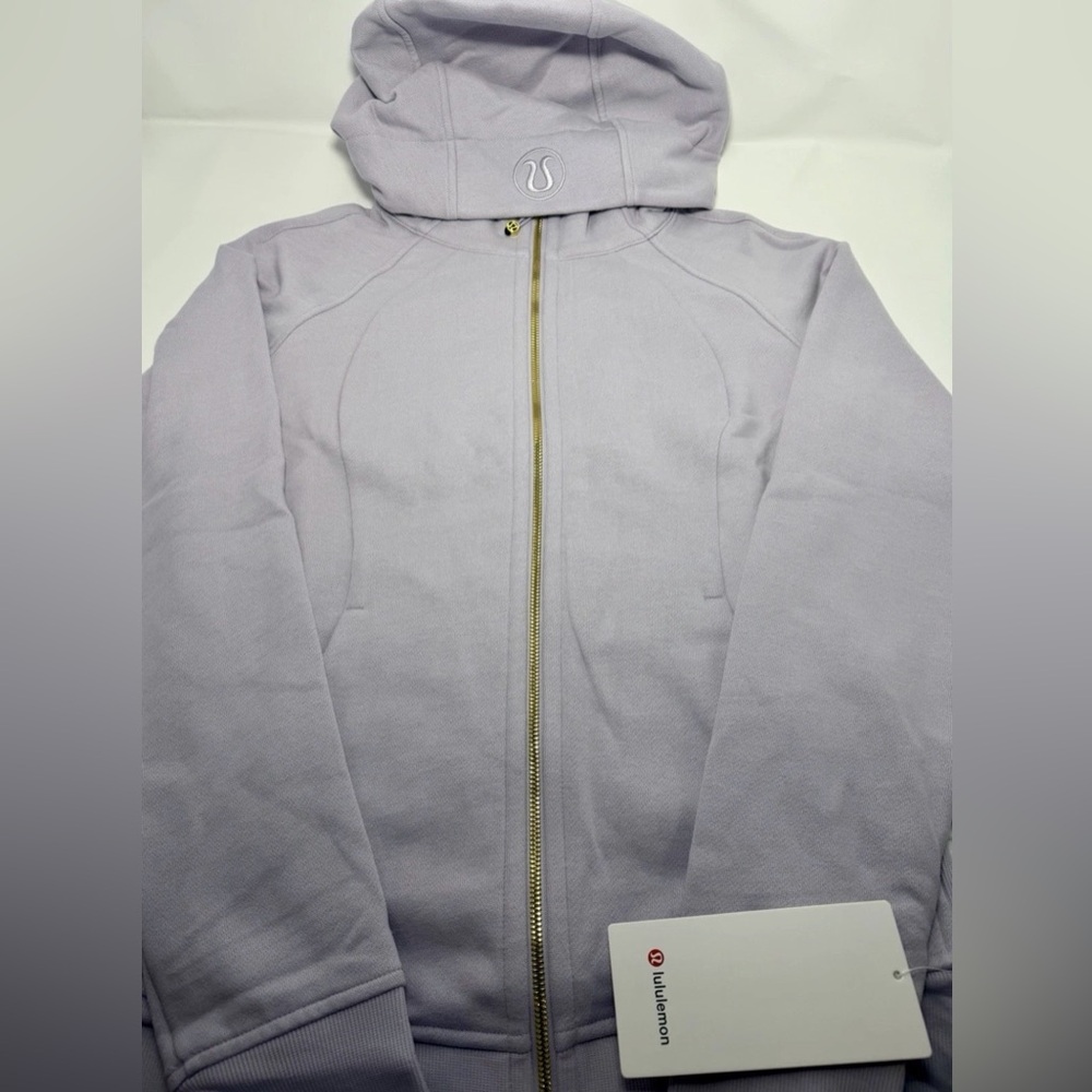 NWT Lululemon Women’s Scuba Full Zip Hoodie Faint Lavender and Gold, Size 10